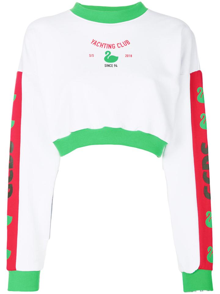 Gcds Logo Colour-block Sweatshirt - White