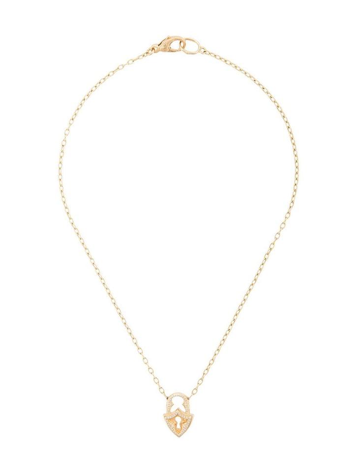 Loree Rodkin 18kt Gold Pavé Diamond Padlock Necklace - Yellow