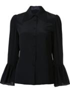 Co Ruffled Hem Shirt, Women's, Size: Small, Black, Silk