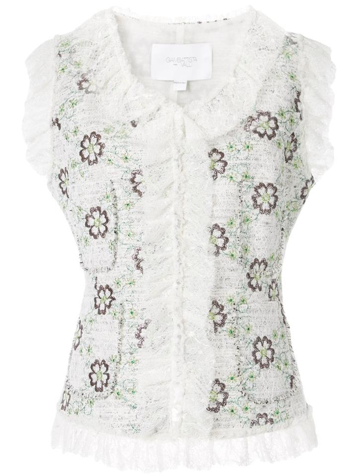 Giambattista Valli Embroidered Flowers Gilet - White