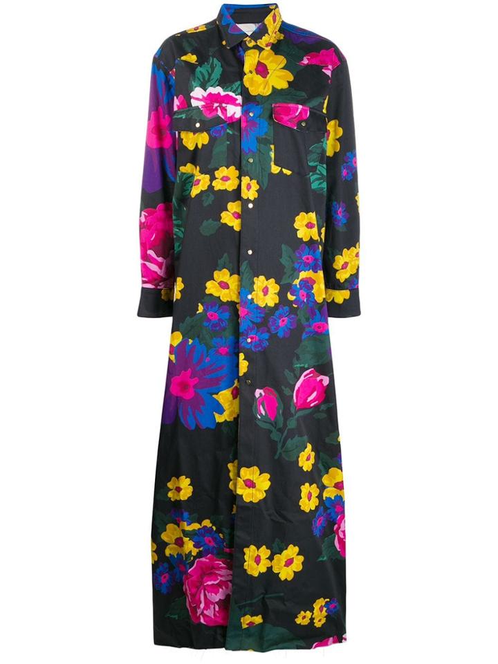 Marques'almeida Floral Long-sleeve Maxi Dress - Black