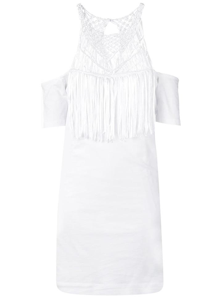 Diesel Black Gold Jersey Dress With Lace Neckline - White