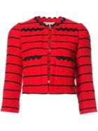 Sonia Rykiel Striped Cropped Jacket, Women's, Size: 36, Red, Cupro/cotton/acrylic/polyamide