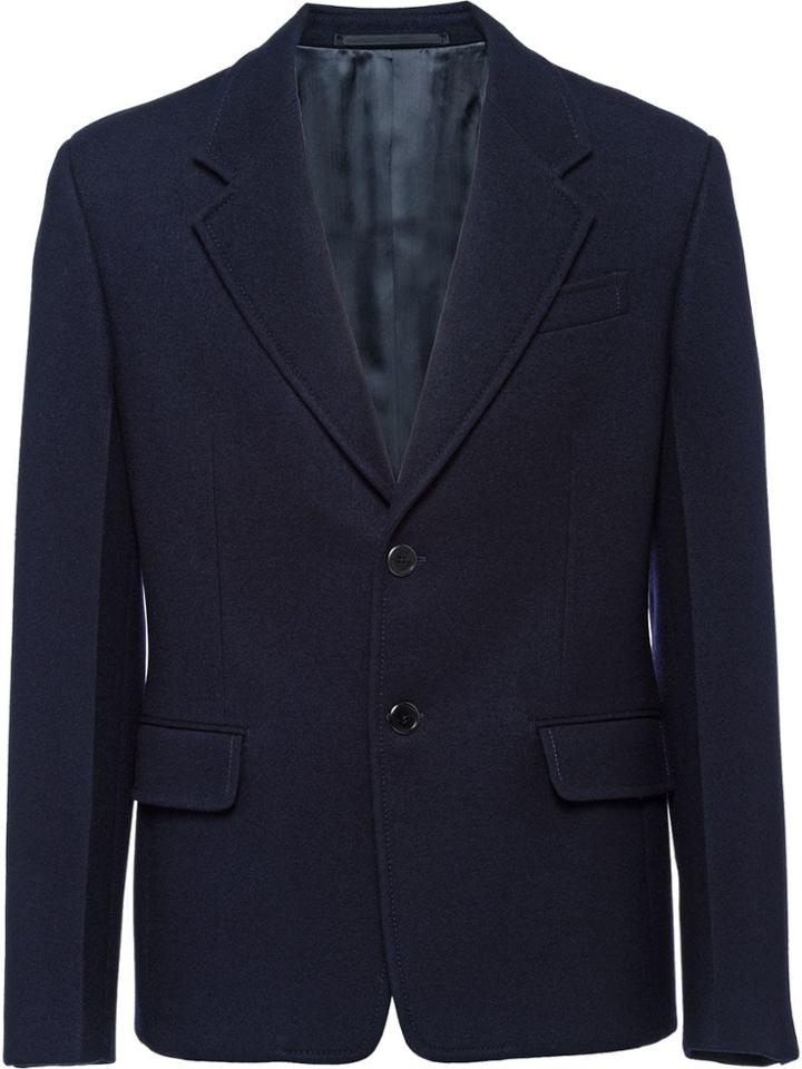 Prada Single-breasted Cloth Blazer - Blue