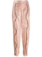 Genny Wavy Trim Loose Fit Trousers - Pink
