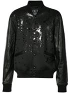 Prps - Splattered Bomber - Men - Leather/polyester/polyurethane - Xxl, Black, Leather/polyester/polyurethane