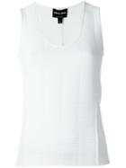 Giorgio Armani Mesh Panel Tank Top, Women's, Size: 42, White, Cotton/polyester/polyamide/spandex/elastane