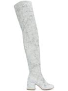 Mm6 Maison Margiela Cracked Effect Thigh High Boots - White