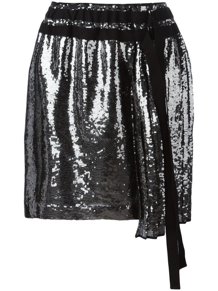 No21 - Sequin Tie Skirt - Women - Silk/polyester - 40, Grey, Silk/polyester
