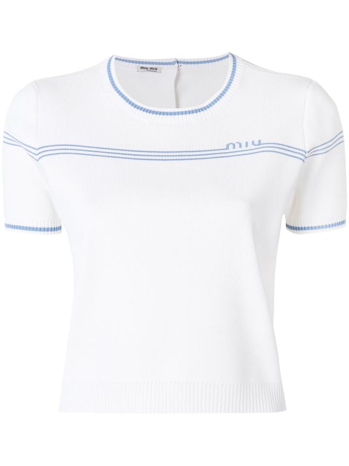 Miu Miu Short Sleeve Logo Jumper - White