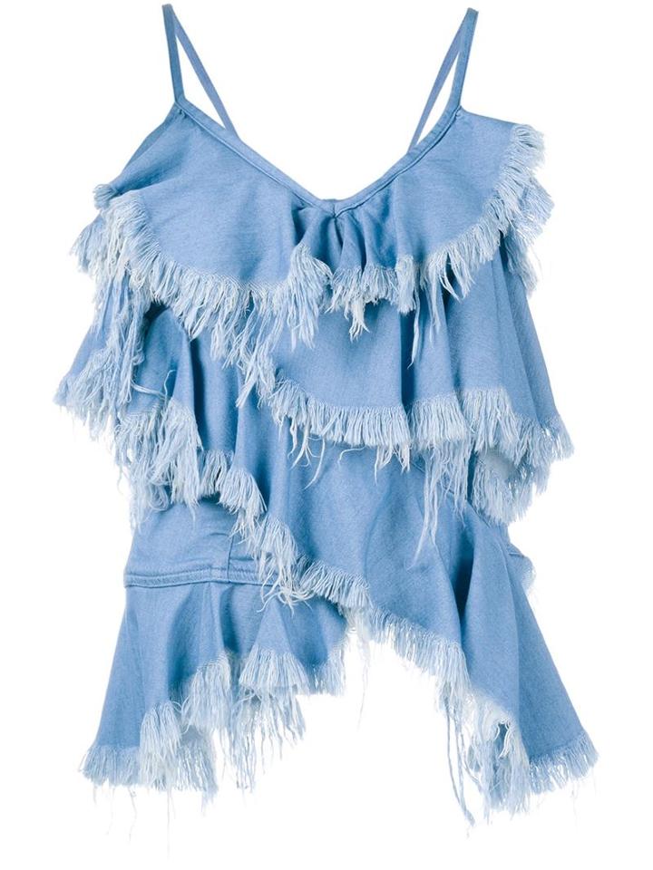Marques Almeida Frayed Denim Frill Top