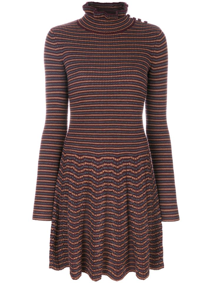 See By Chloé Turtleneck Long Sleeved Dress - Multicolour