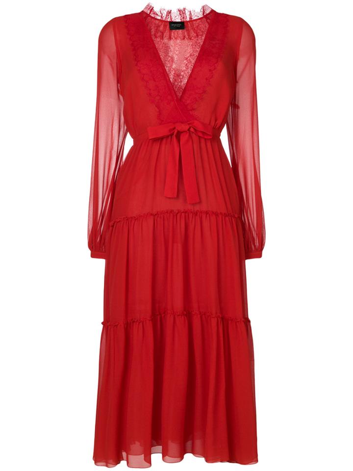Giambattista Valli Lace Insert Midi Dress - Red