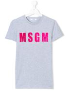 Msgm Kids Logo T-shirt - Grey