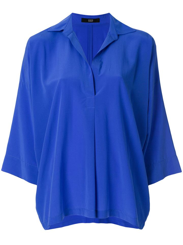 Steffen Schraut V-neck Collared Top - Blue