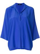 Steffen Schraut V-neck Collared Top - Blue