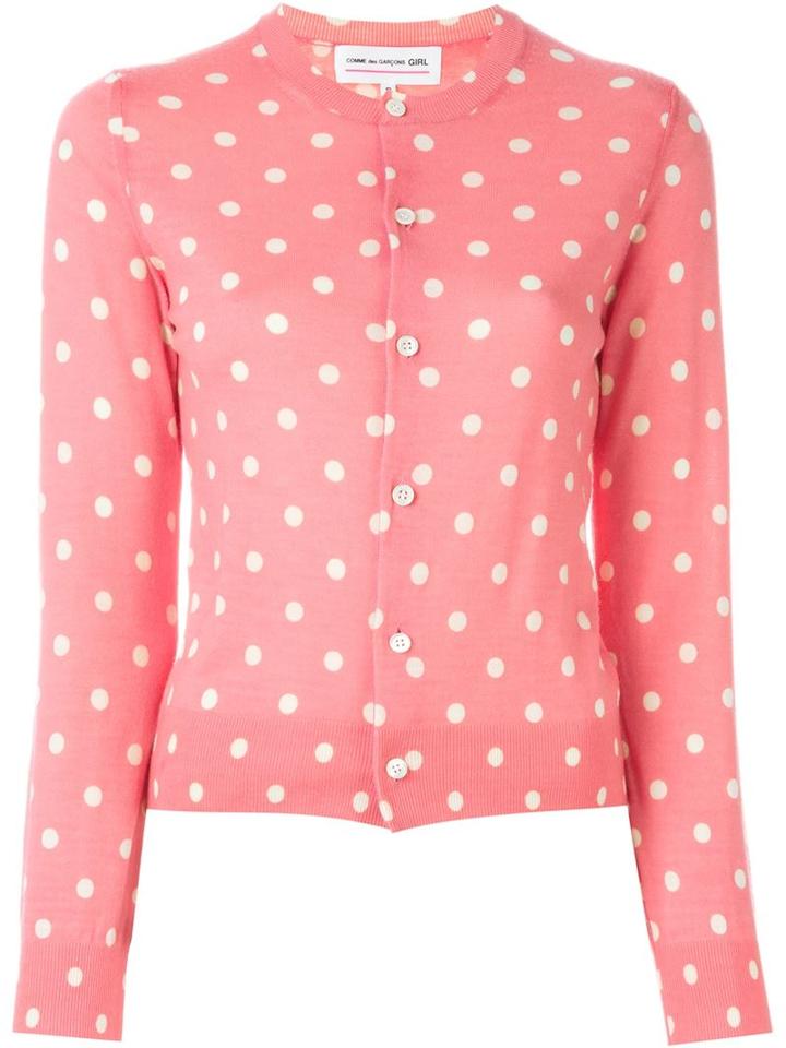 Comme Des Garçons Girl Polka Dot Cardigan, Size: Small, Pink/purple, Wool