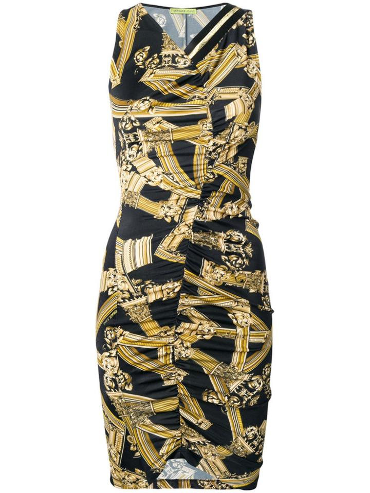Versace Jeans Column Print Bodycon Dress - Black