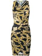 Versace Jeans Column Print Bodycon Dress - Black