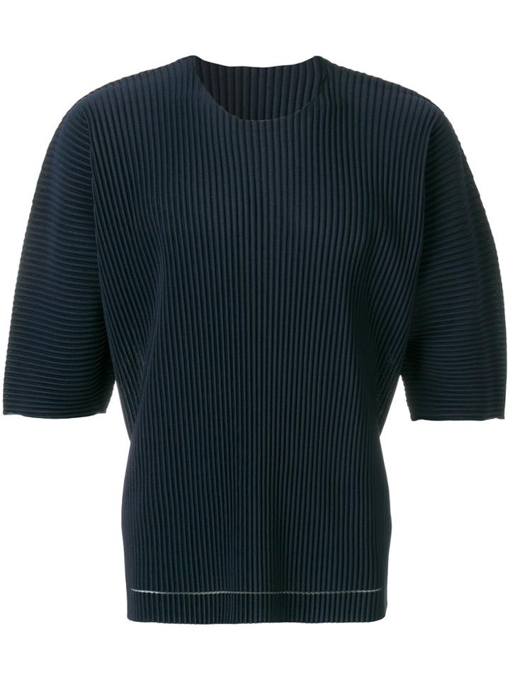 Homme Plissé Issey Miyake Ribbed Effect T-shirt - Blue