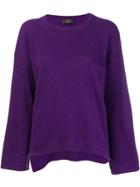 Maison Flaneur Cashmere Chest Pocket Knit Sweater - Pink & Purple