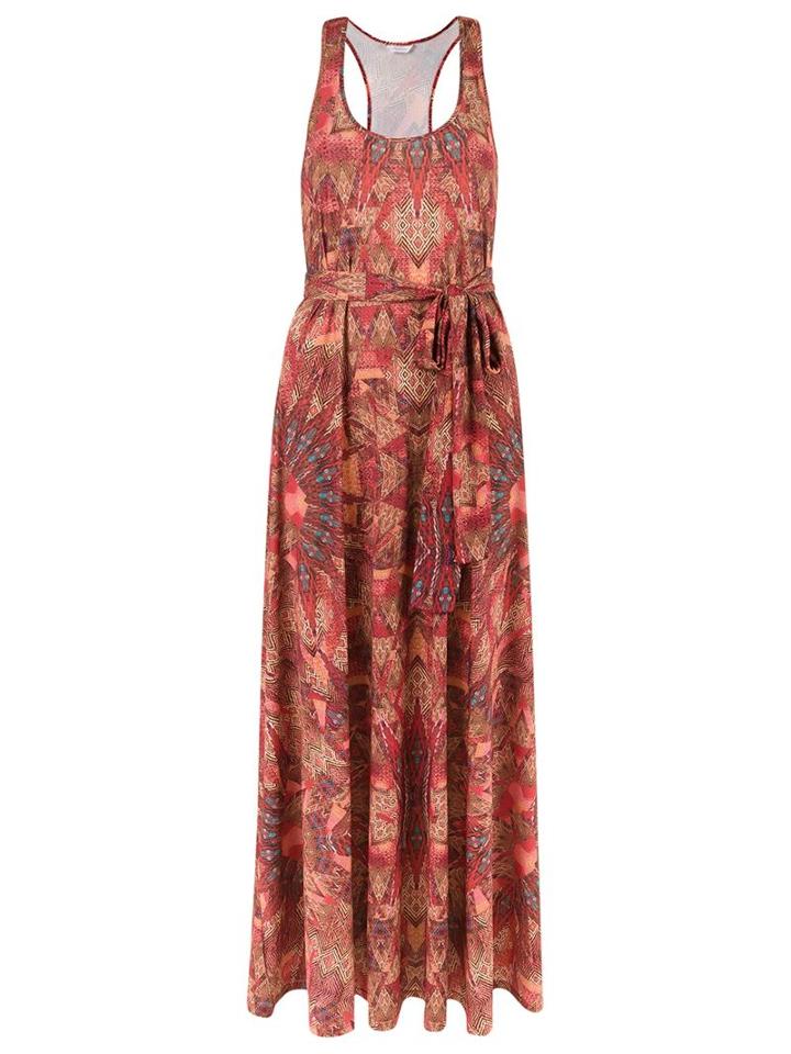 Lygia & Nanny Abstract Print Long Dress, Women's, Size: 40, Brown, Polyester/spandex/elastane