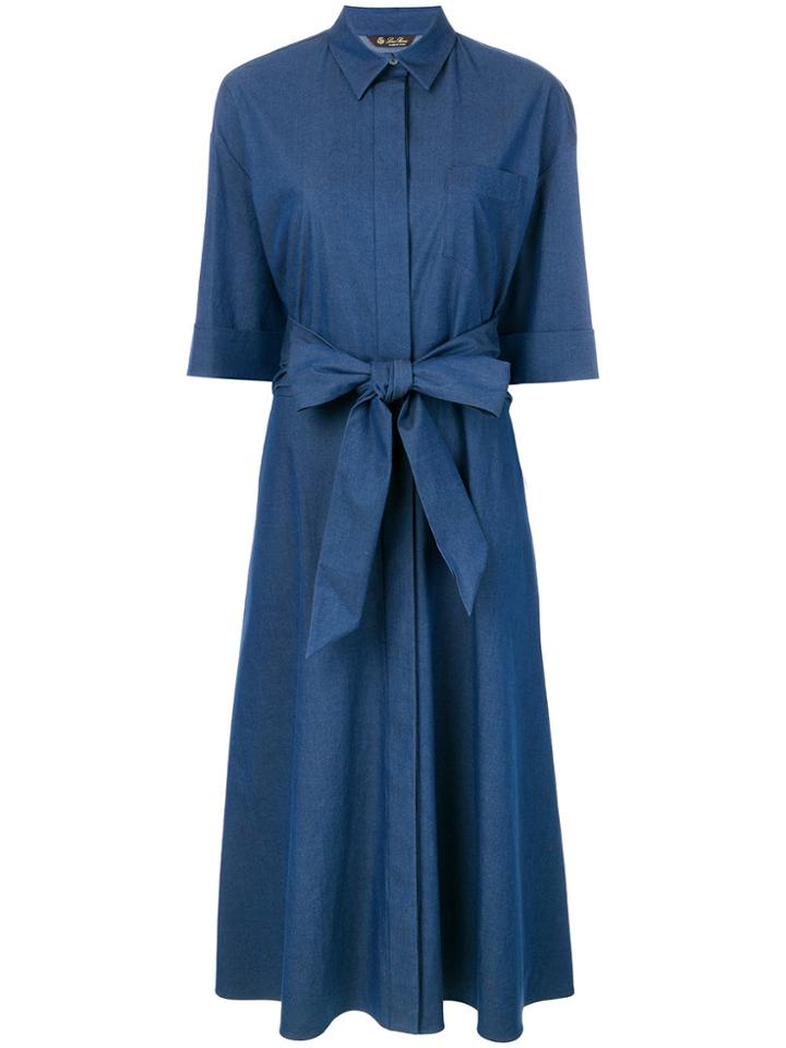 Loro Piana Belted Shirt Dress - Blue