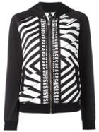 Versus Striped Print Zipped Hoodie, Women's, Size: Large, Black, Cotton/polyester/spandex/elastane