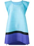 Pleats Please By Issey Miyake - Contrast Hem Top - Women - Polyester - 00, Blue, Polyester