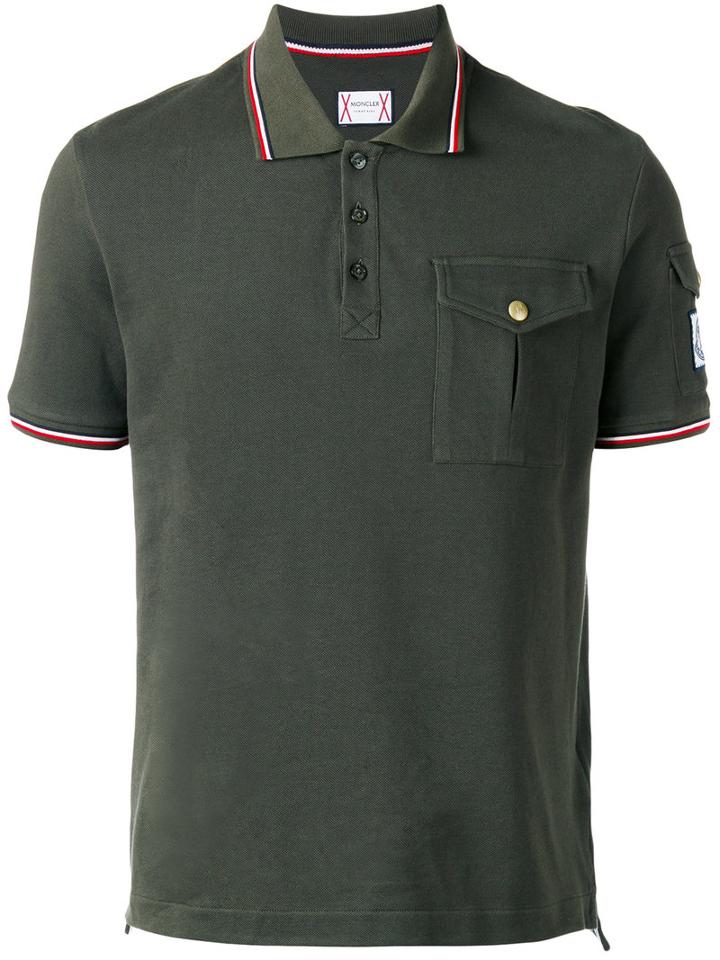 Moncler Gamme Bleu Pocket Polo Shirt, Men's, Size: Large, Green, Cotton