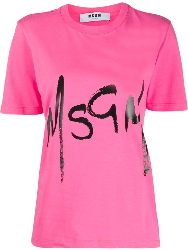 Msgm Spray Logo T-shirt - Pink