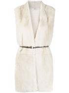 Peserico Leather Trim Gilet - White