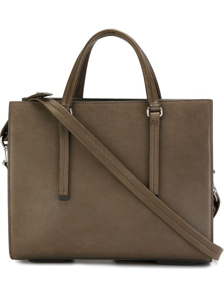 Rick Owens Rectangular Tote, Women's, Grey, Lamb Skin/calf Leather