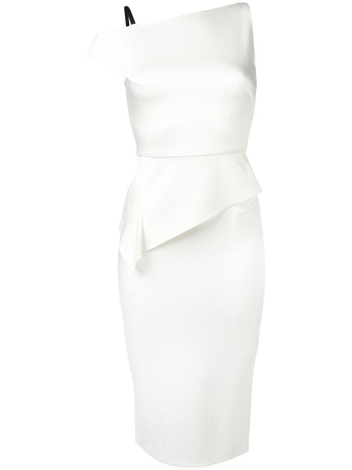 Roland Mouret Asymmetric Dress, Women's, Size: 12, White, Acetate/viscose/polyurethane/silk