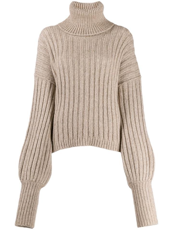 Uma Wang Ribbed Turtleneck Jumper - Neutrals