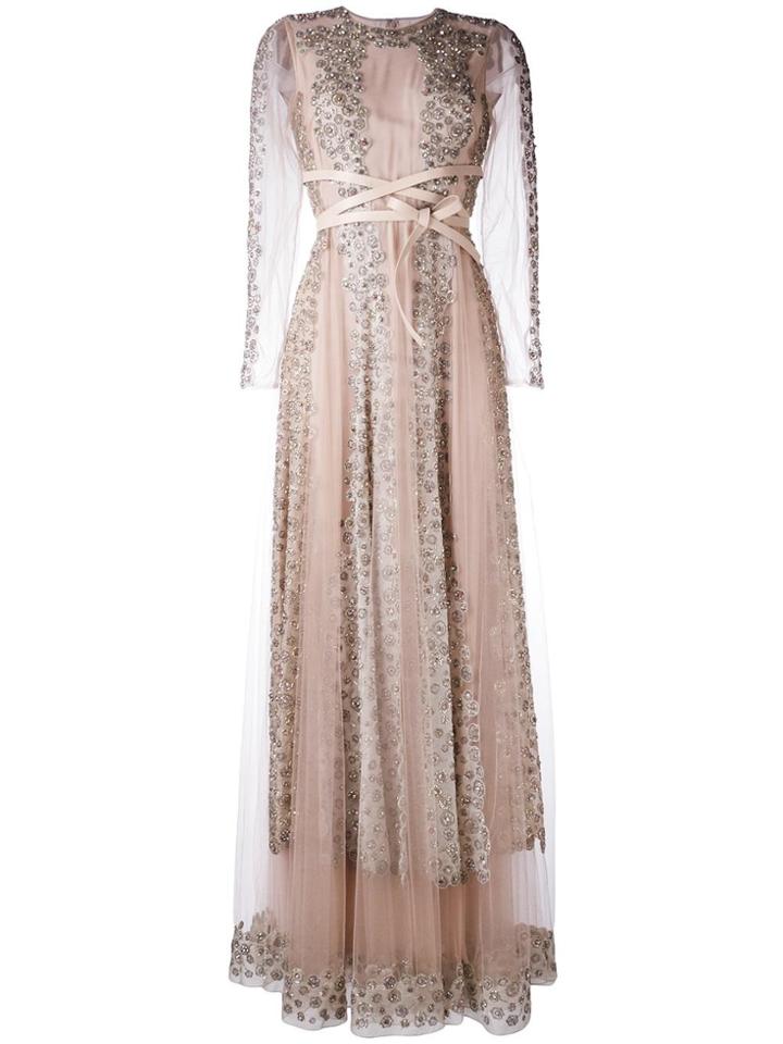 Valentino Crystal And Lace Gown - Nude & Neutrals