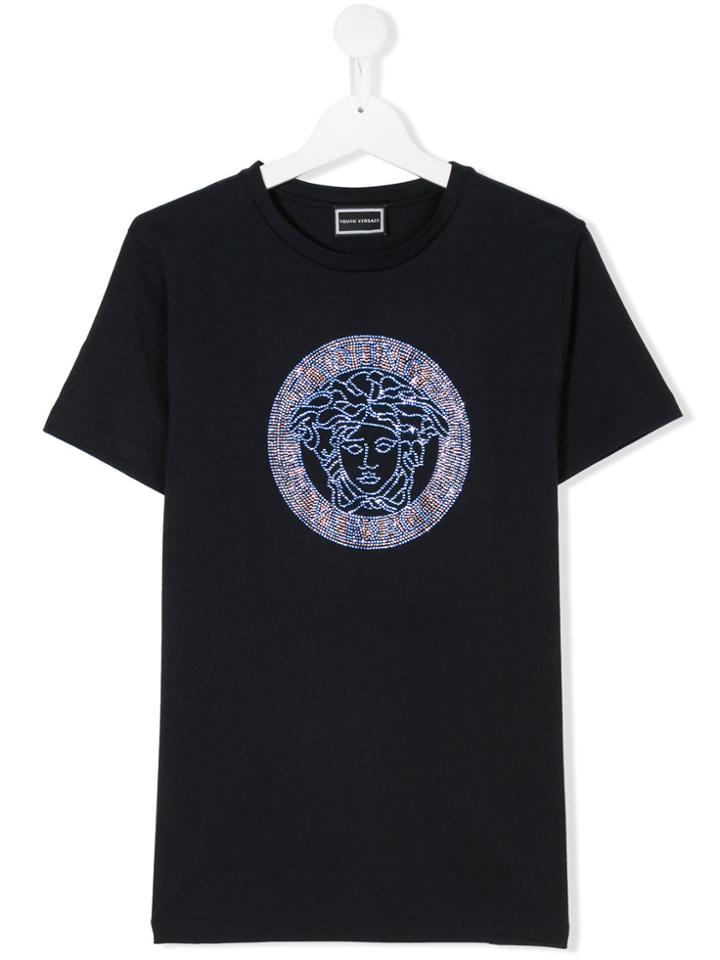 Young Versace Teen Medusa Embellished T-shirt - Blue