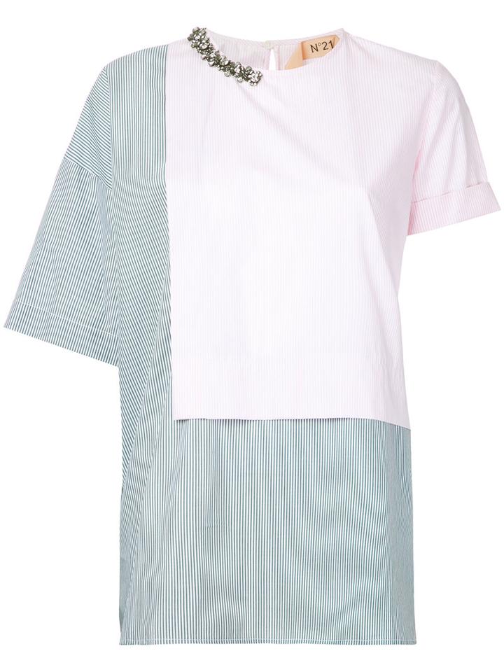 No21 - Embellished Oversized T-shirt - Women - Cotton - 42, White, Cotton