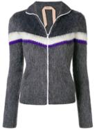 No21 Contrast Stripe Zipped Sweater - Grey