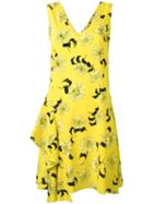 P.a.r.o.s.h. Split Floral Print Dress, Women's, Size: Medium, Yellow/orange, Silk/spandex/elastane