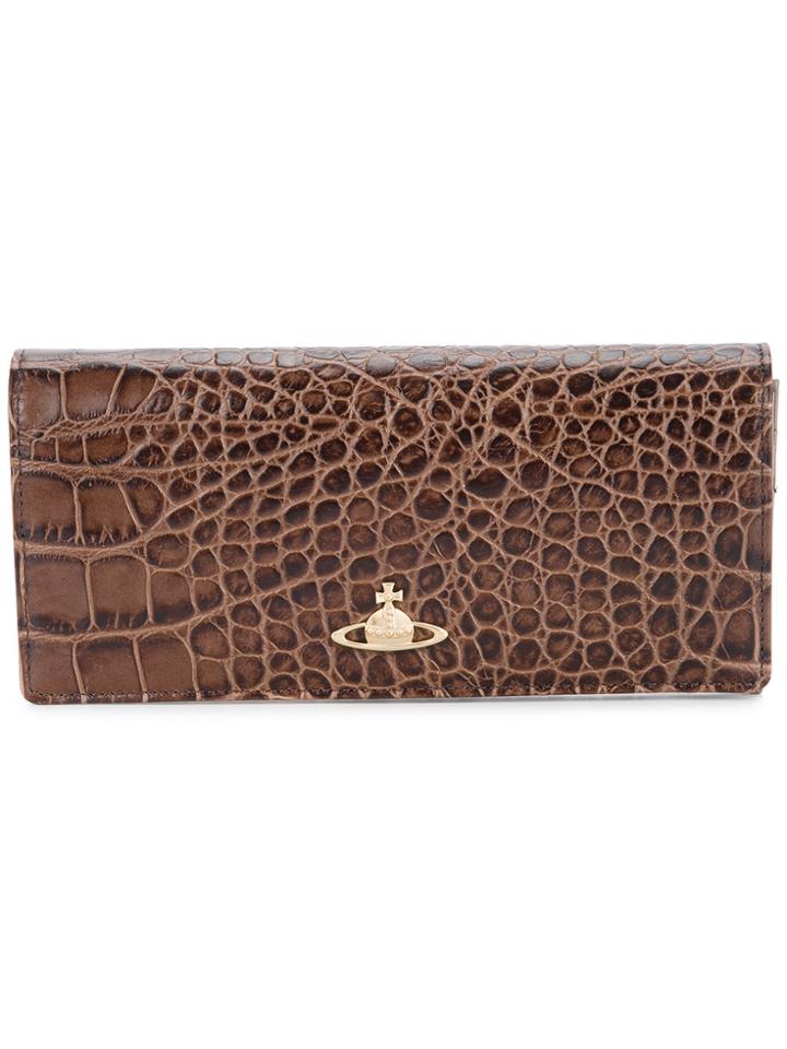 Vivienne Westwood Long Croco Embossed Wallet - Brown
