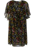 See By Chloé Sheer Ruffled Floral Dress - Black