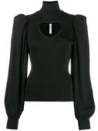 Msgm Cut-out Heart Ribbed Jumper - Black