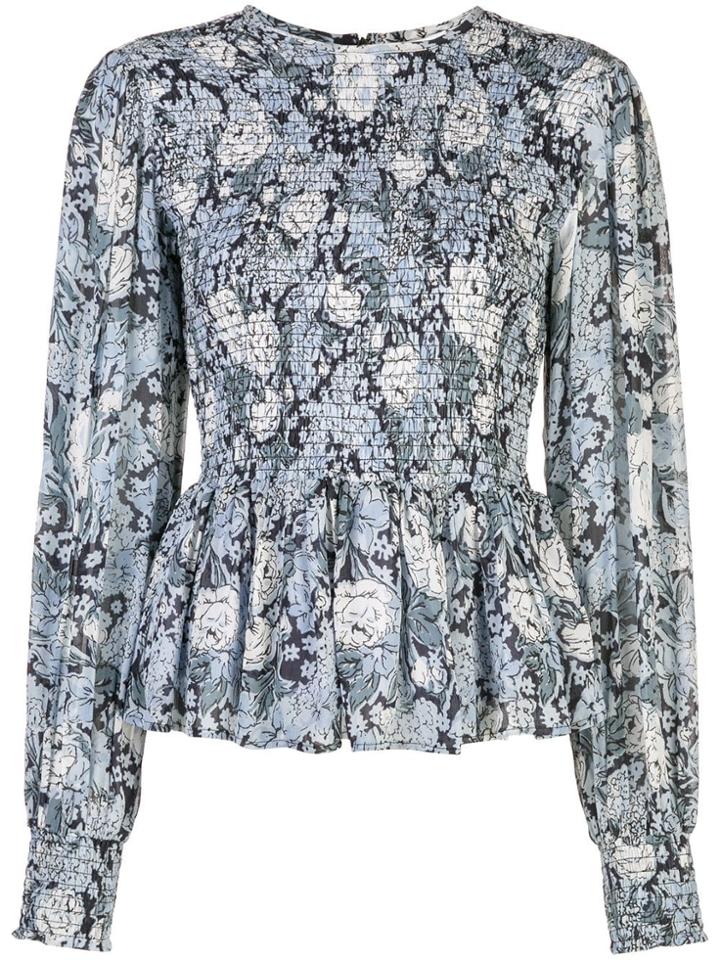 Ganni Elasticated Detail Blouse - Blue