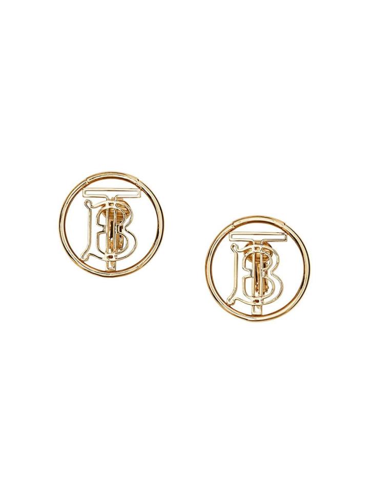 Burberry Gold-plated Monogram Motif Earrings