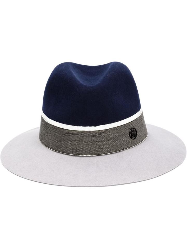 Maison Michel Two-tone Fedora Hat, Women's, Size: Small, Grey, Rabbit Felt