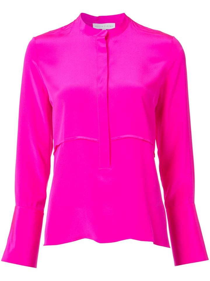 Nellie Partow Concealed Button Blouse, Women's, Size: 10, Pink/purple, Silk
