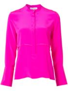 Nellie Partow Concealed Button Blouse, Women's, Size: 10, Pink/purple, Silk