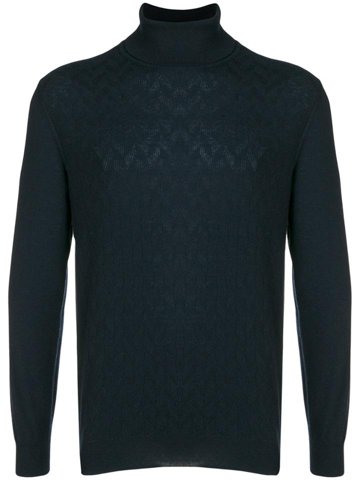 Loro Piana Cashmere Textured Turtleneck Sweater - Blue