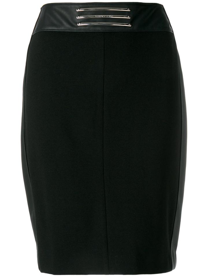Versace Jeans Logo Plaque Pencil Skirt - Black